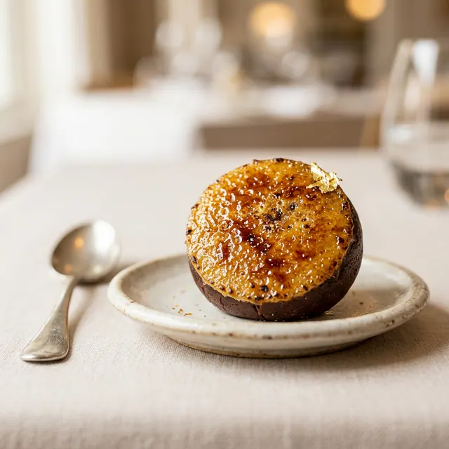 Brûlée — Brigadeiro premium com cobertura de açúcar caramelizado.