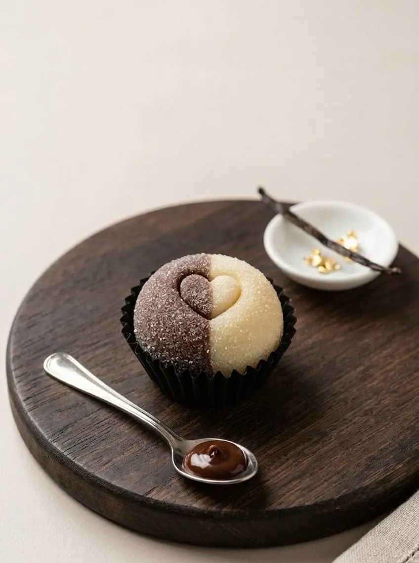 Casadinho — Brigadeiro branco e brigadeiro de chocolate finalizados com leite ninho.