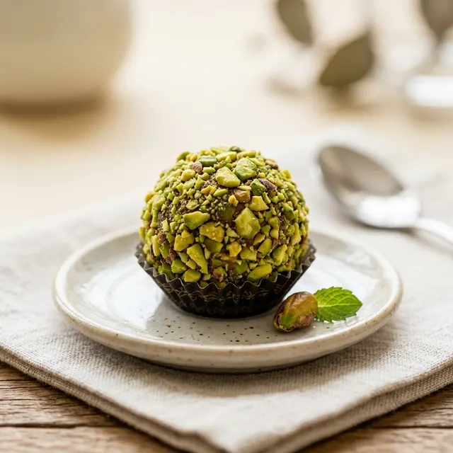 Pistache — Brigadeiro premium de pistache, cremoso e levemente tostado.